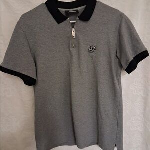 The Kooples Men's Pique Polo Shirt with Contrasting Collar & Skull Patch Mens M